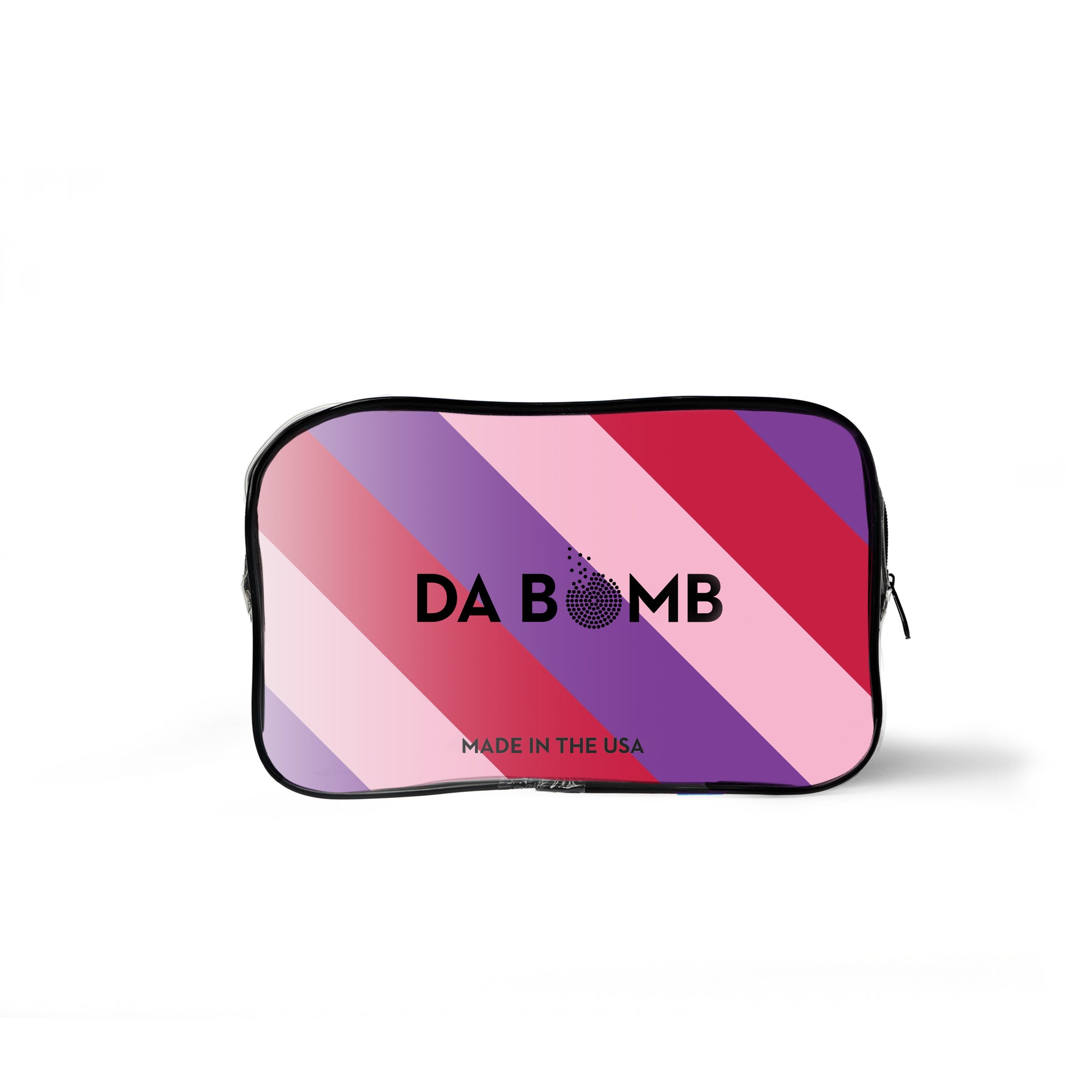 a purple, pink and red striped zipper gift set