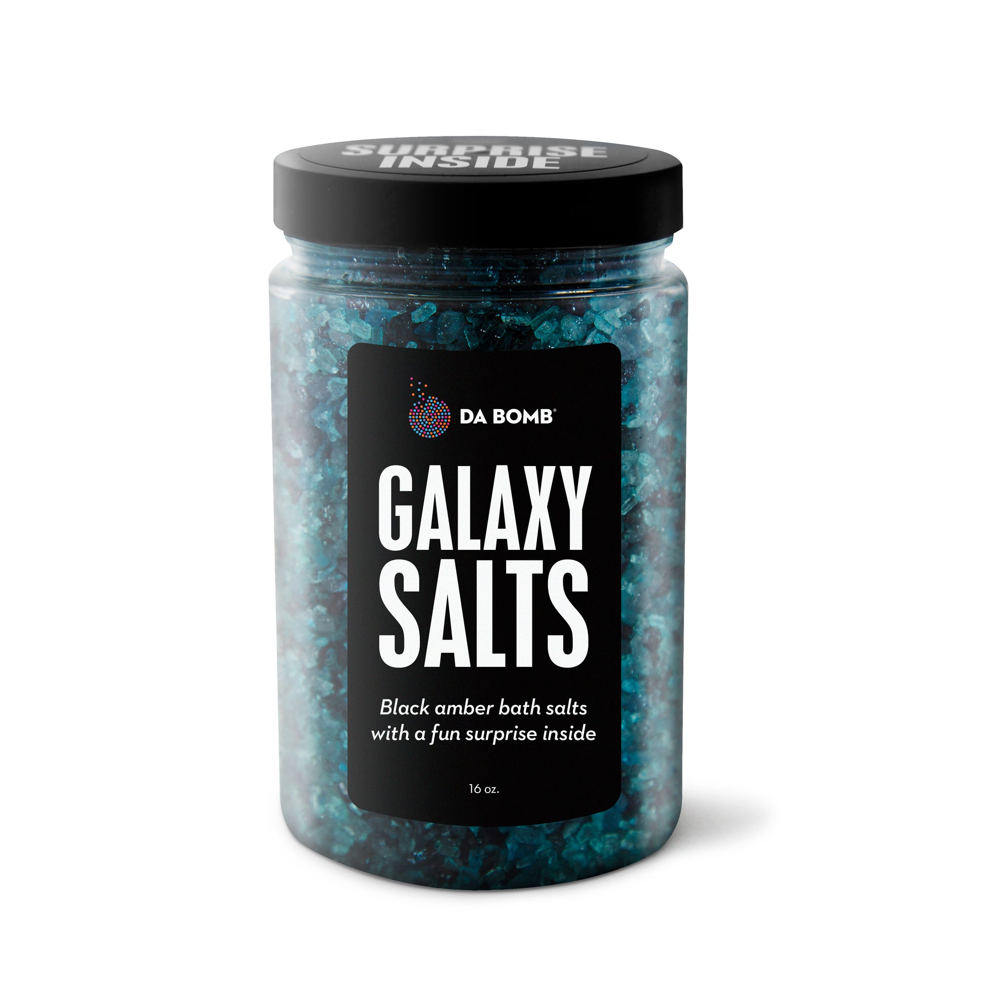 a 16 oz jar of blackish blue galaxy bath salts