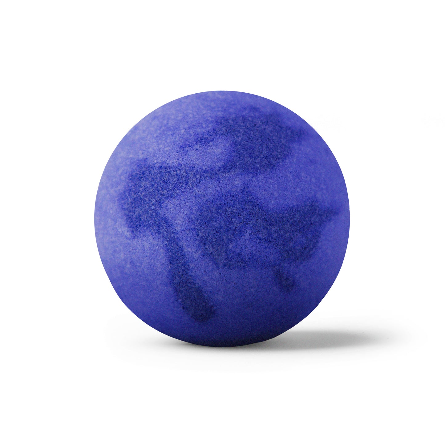 purple bath bomb with swirl on white background with shadow
