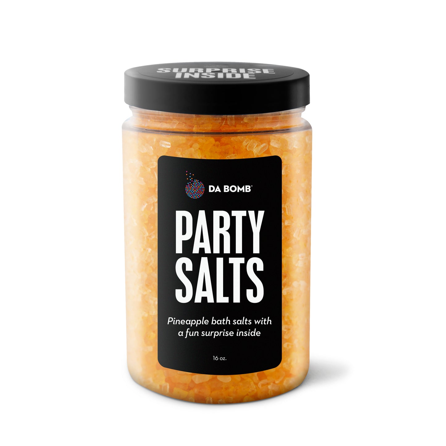 a 16 oz jar of yellow flower bath salts