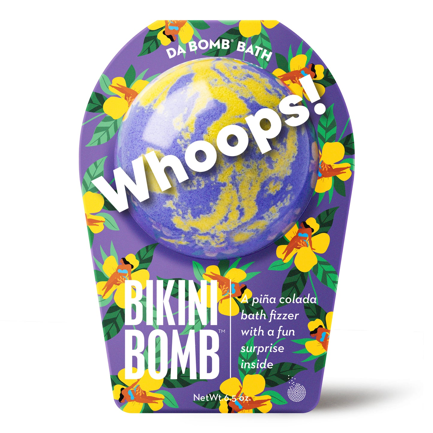 Whoops Bikini purple and yellow swirl bath bomb
