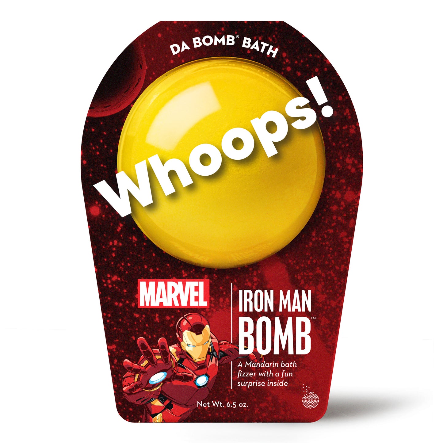 Whoops Iron Man yellow bath bomb
