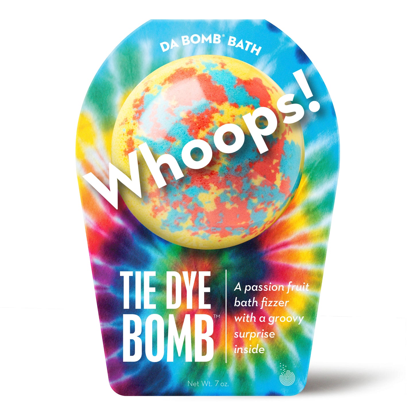 yellow whoops tie dye bath bomb by da bomb bath fizzers