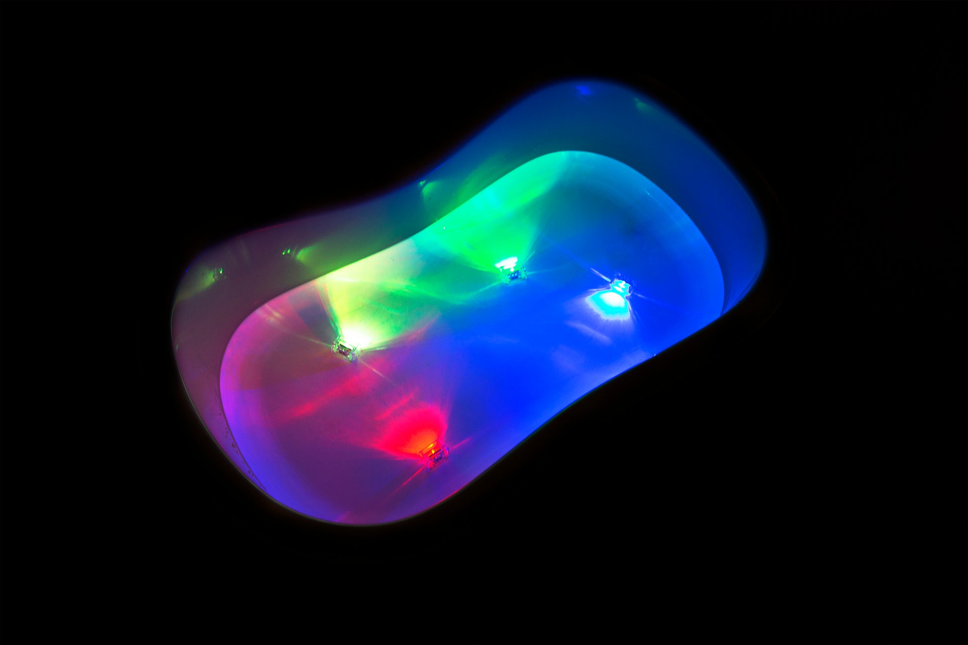 Disco cubes lighting up a tub.