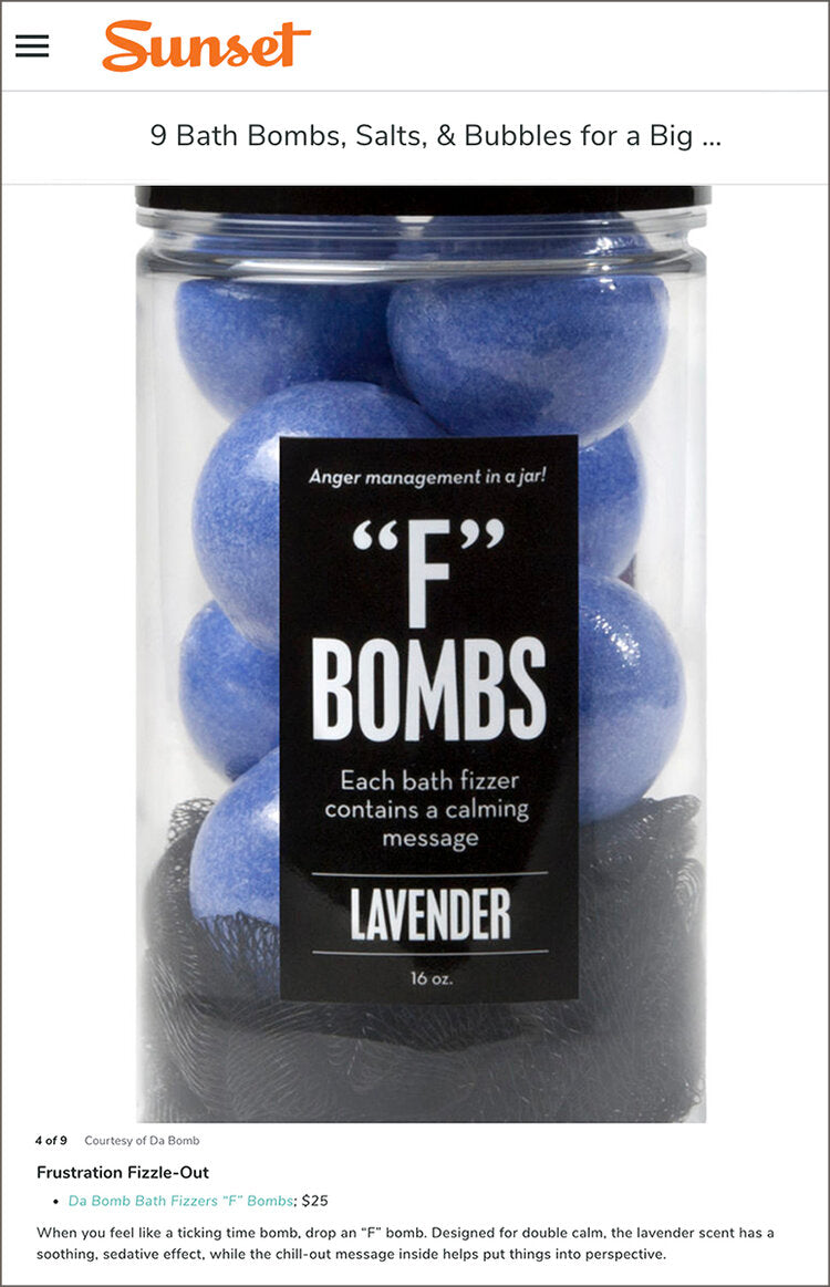 Thank you, Sunset.com, for naming our “F” Bombs among the “Best Bath Bombs” on the market!