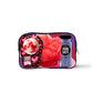 bath bomb, bath salts shot and loofah inside pink, purple and red valentine's day zipper gift set bag