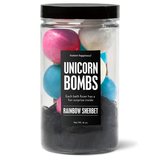 16oz jar of multiple small blue, white & pink bath bombs