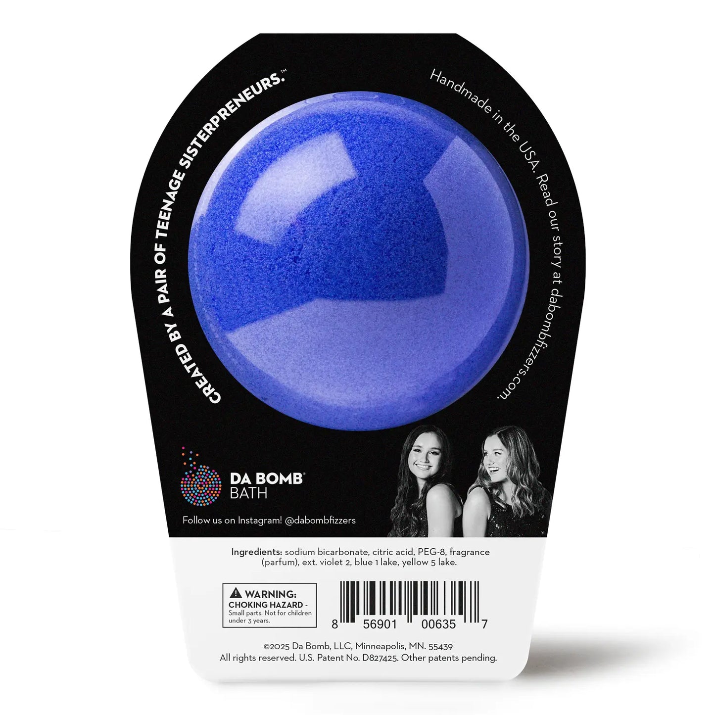 back of blue spooky bomb with ingredients  list and barcode 