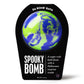 front of a blue and green bath bomb in black packaging