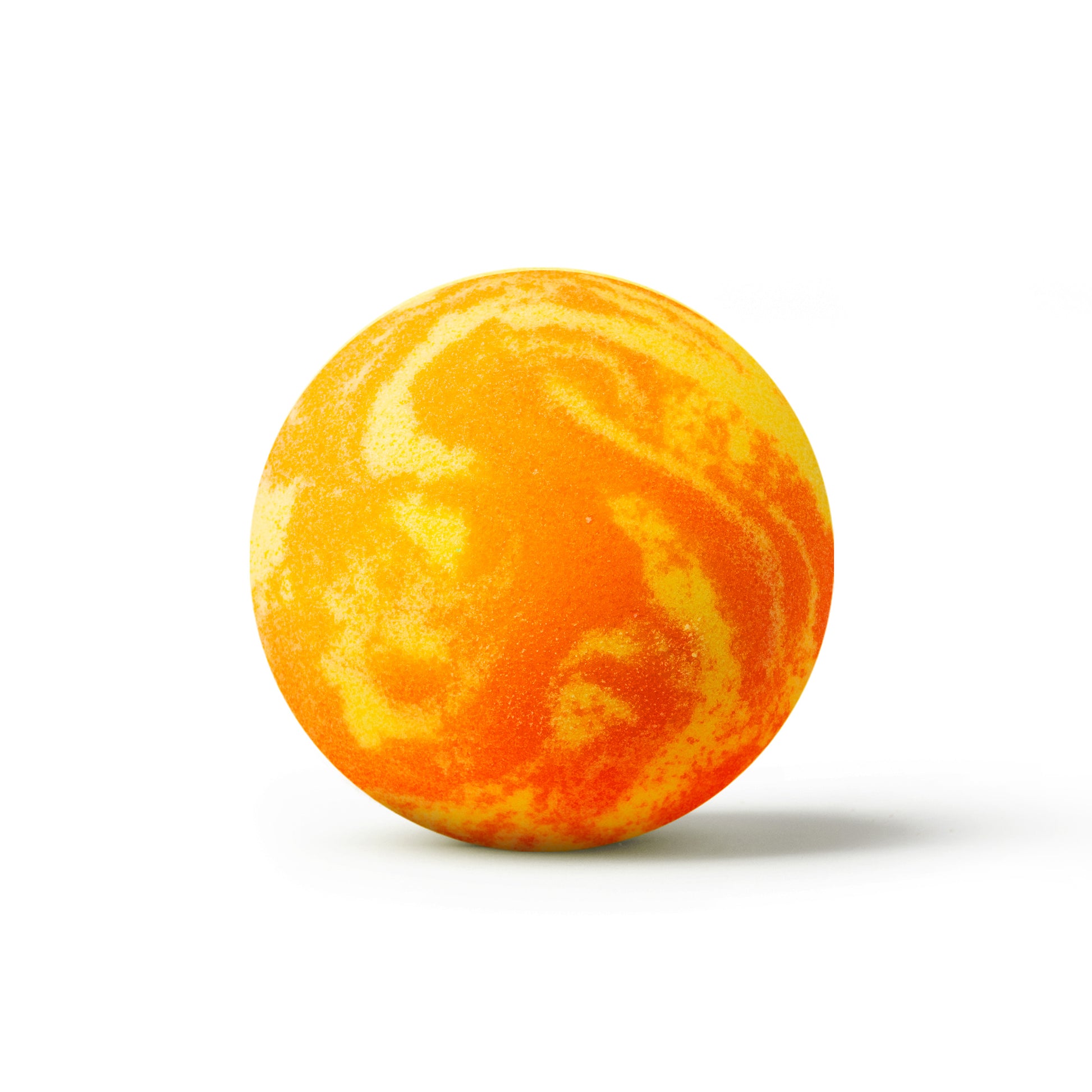 an orange and yellow bath bomb with shadow