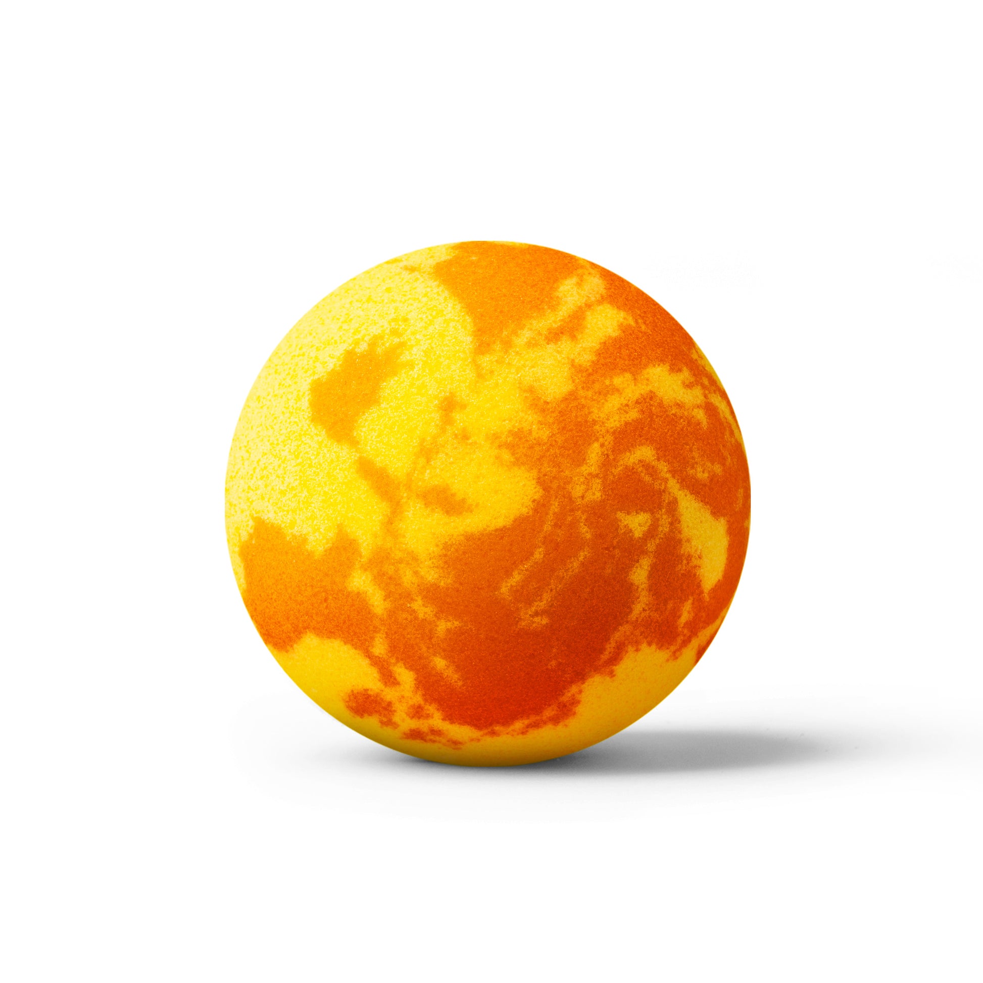 yellow and orange bath bomb with shadow