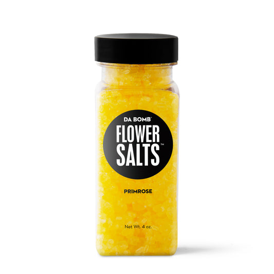 Yellow granules in rectangular bottle with black "Flower Salts" label