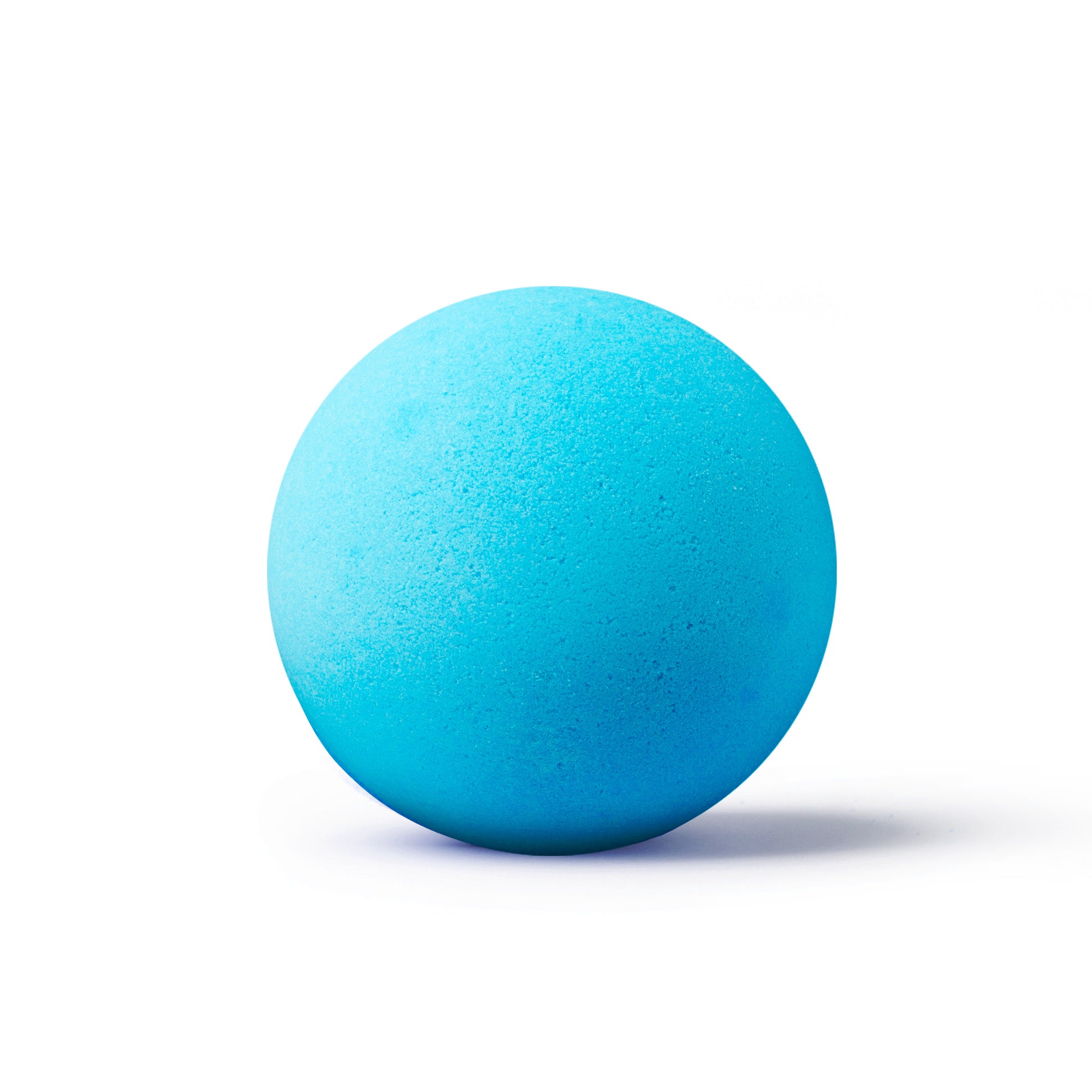 a blue bath bomb on white background