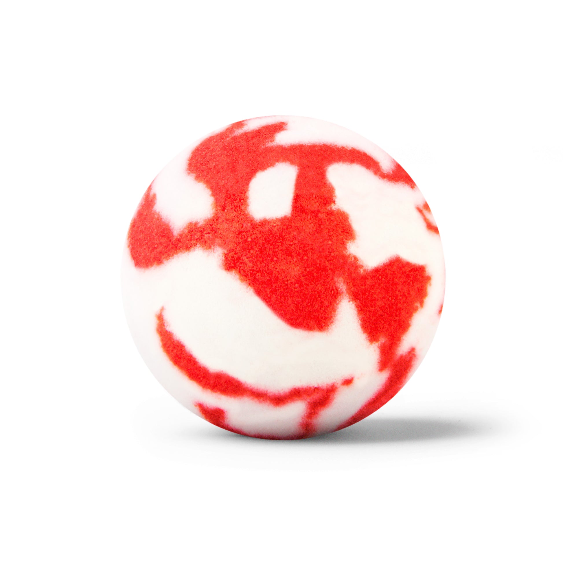 a red and white bath bomb