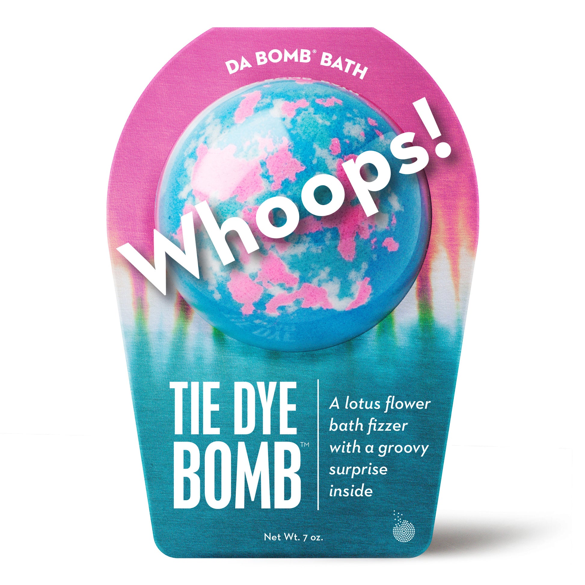 blue, pink and white tie dye bath bomb by da bomb bath fizzers