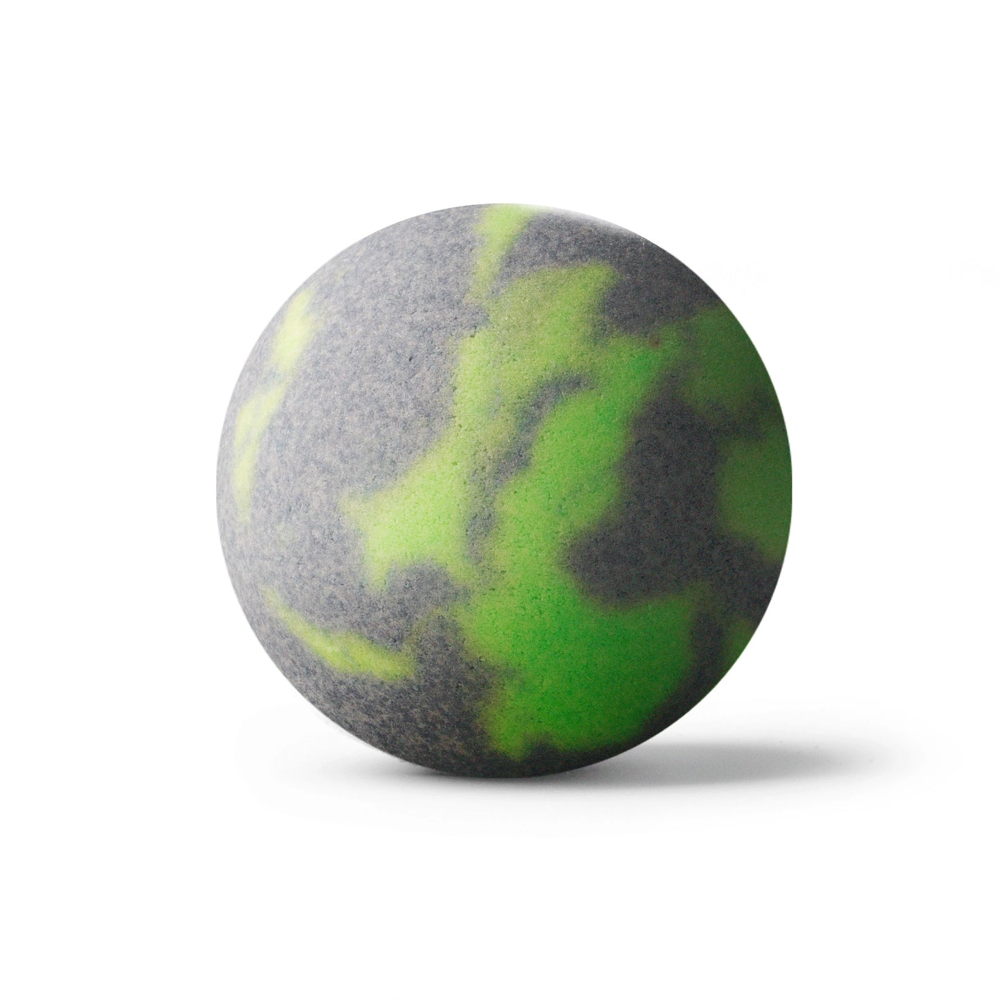 Green and gray bath bomb on a white background