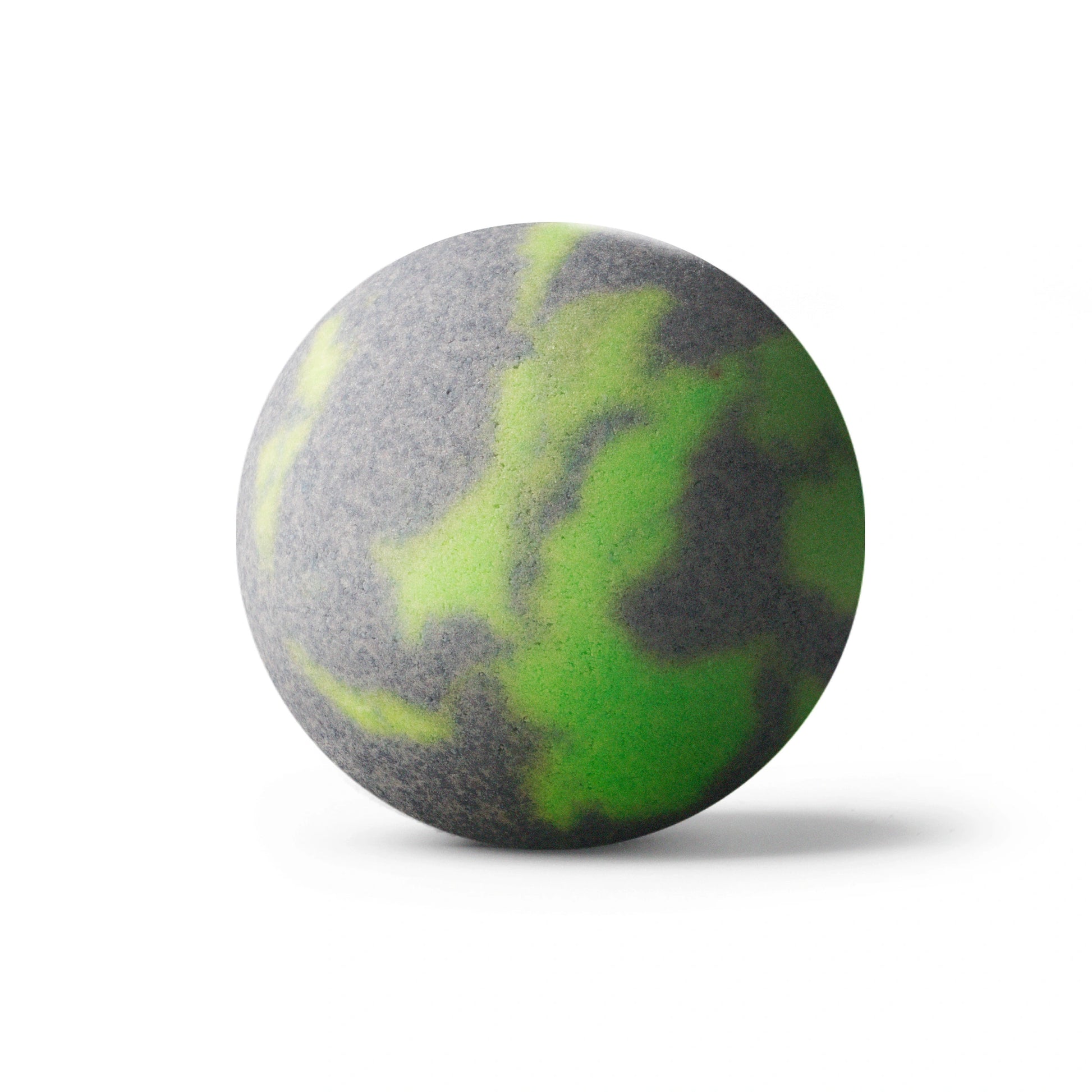 Green and gray bath bomb on a white background