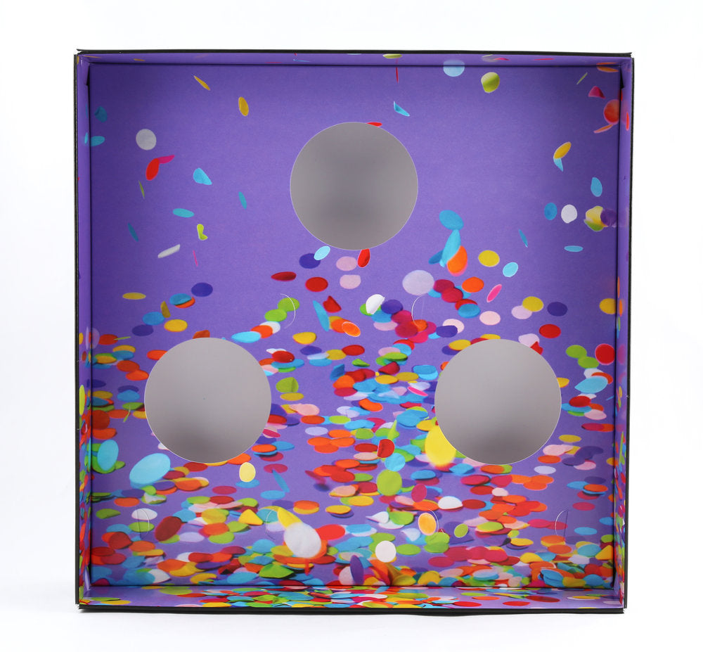 Confetti box insert with 3 holes for full size bath bombs.