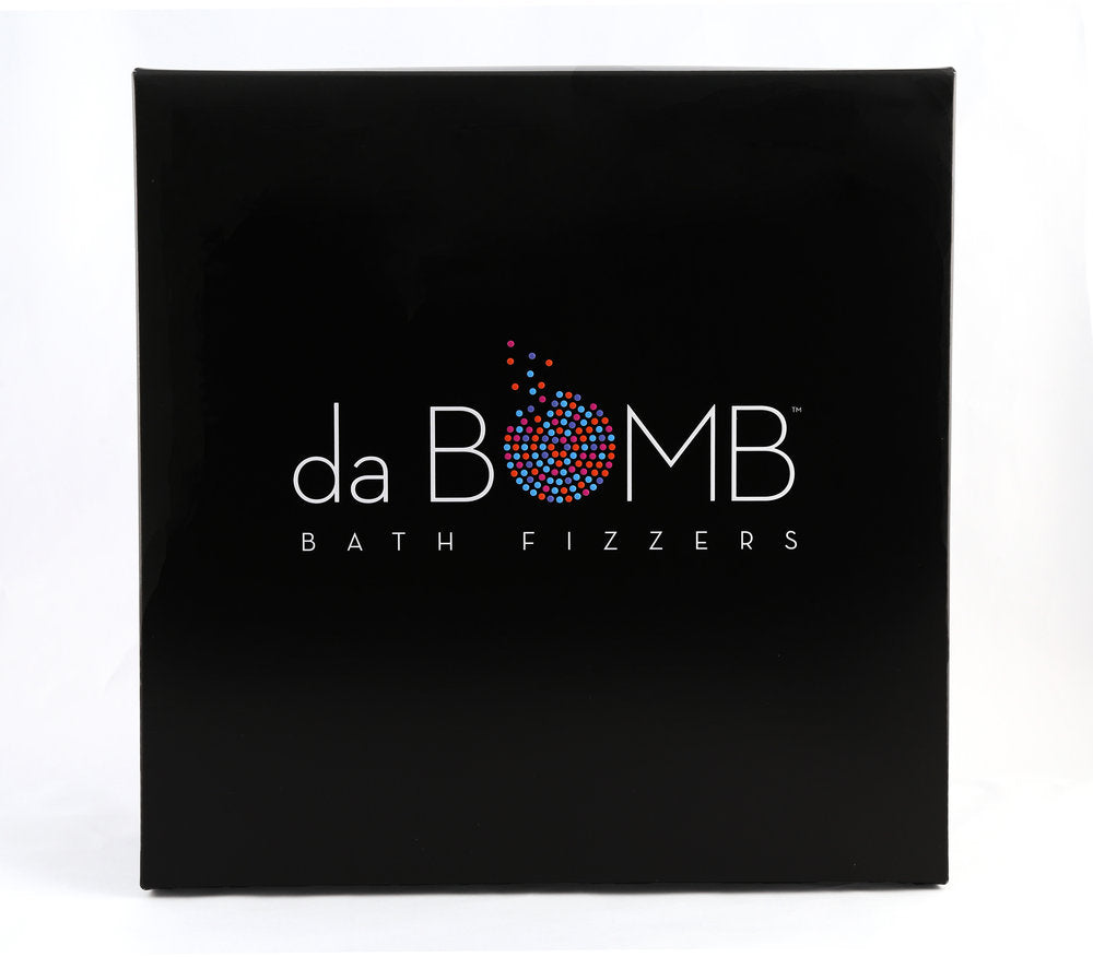 Front of black box with the Da Bomb logo.